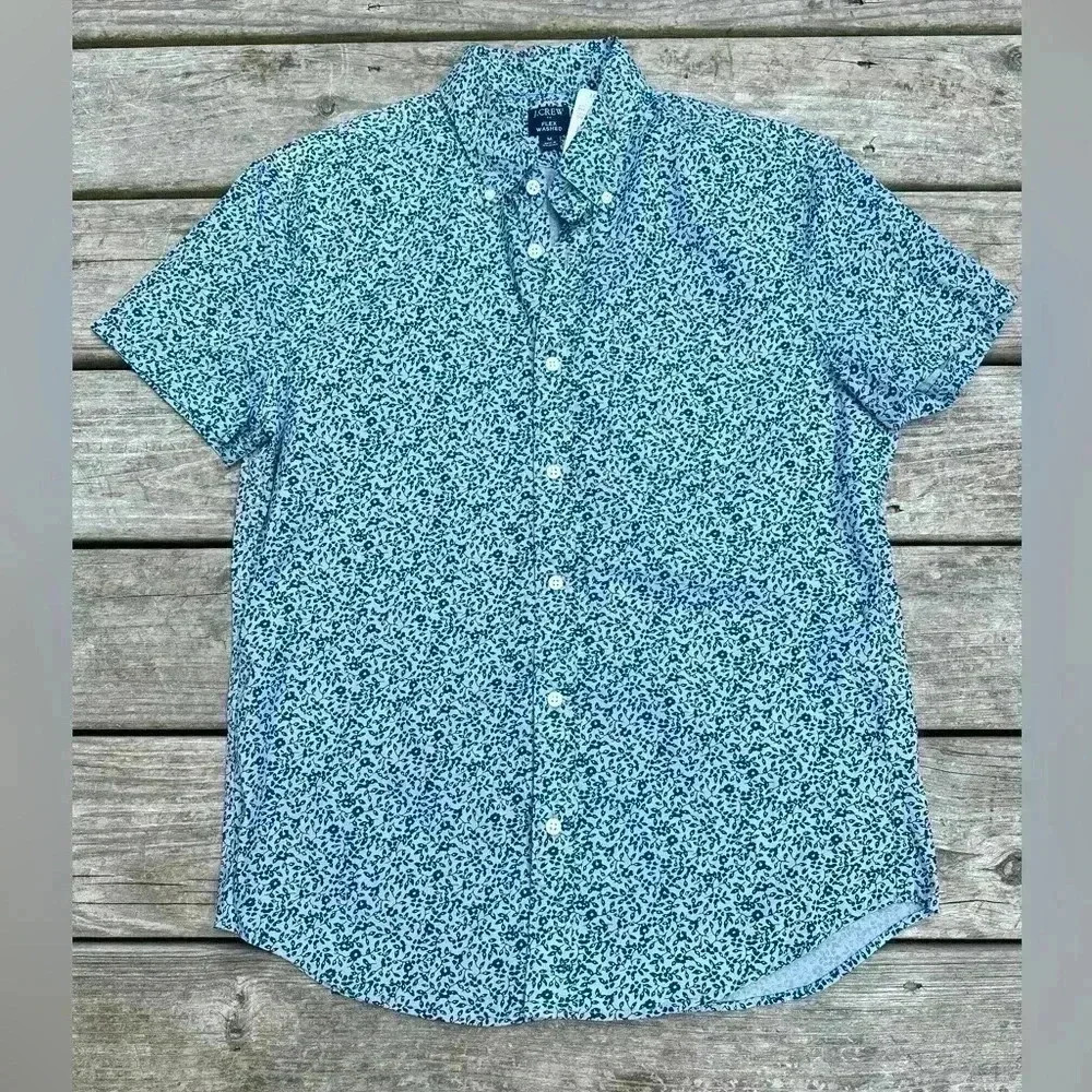 J. Crew Men’s Printed Short Sleeve Flex Washed Casual Shirt
